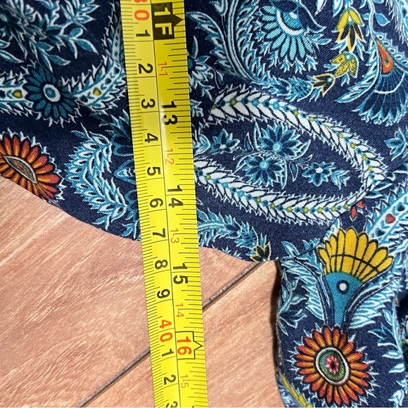 Band of Gypsies Blue Fit and Flare Dress Size S Long Sleeve Bohemian Sunflower - Picture 6 of 7